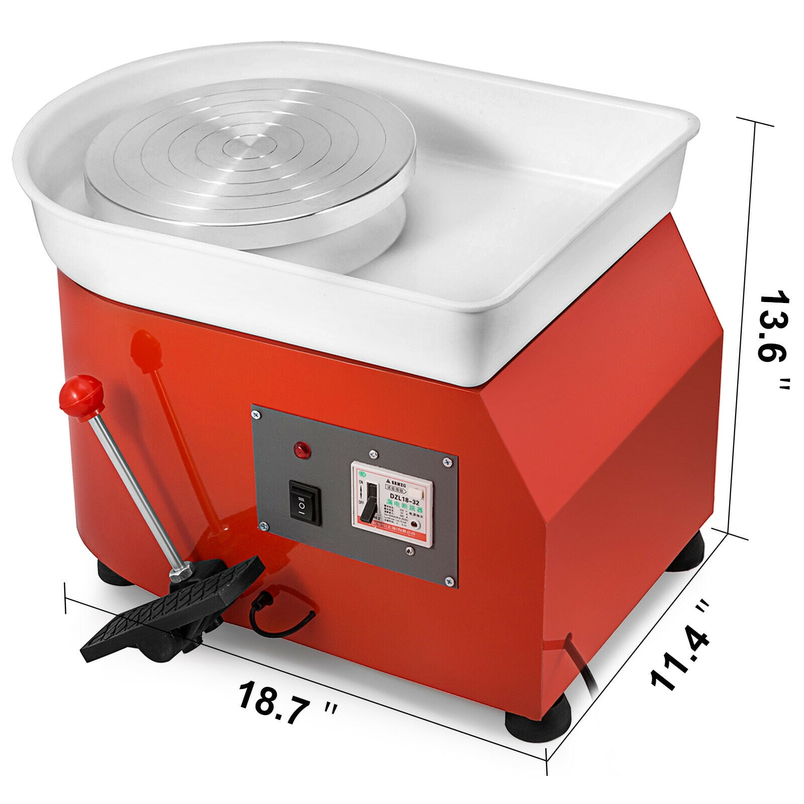 Pottery Forming Machine 25cm Ceramic Pottery Wheel with Adjustable Feet Lever Pedal 350W Art Craft