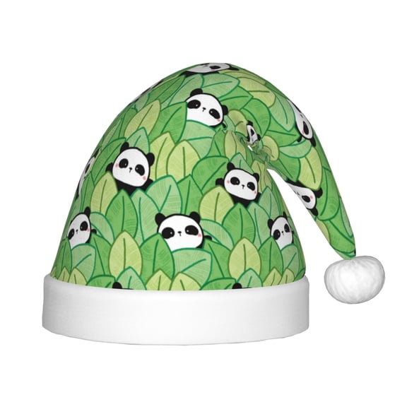 Rateoe Cartoon Panda And Leaf 1 Santa Hat Confortable Christmas Hat for Christmas Party Favors Fit for Kids