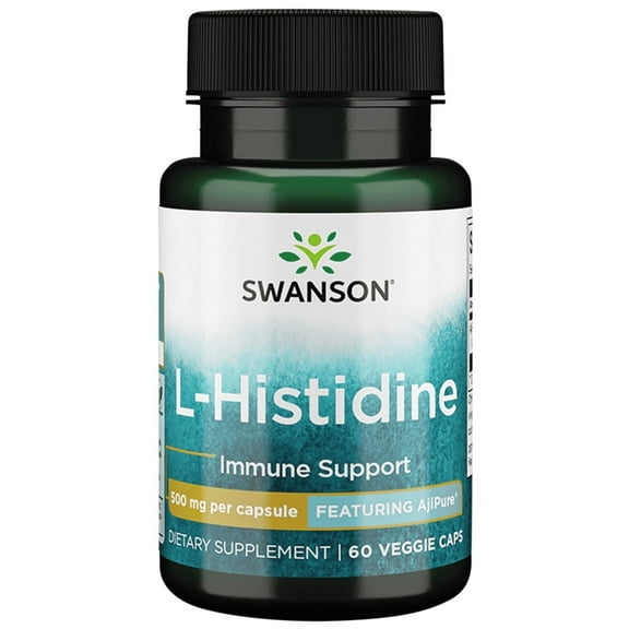 Swanson Ajipure L-Histidine, Pharmaceutical Grade 500 mg 60 Veggie Capsules
