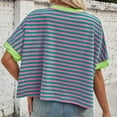 thumbnail image 5 of Ediodpoh Women's Casual Striped Batwing Sleeve T Shirt Soft Round Neck Summer Top for Home Outdoor Wear with Jeans Tshirts Shirts for Women Green S, 5 of 9