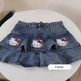 thumbnail image 1 of Sanrioed-vestido vaquero de Hello Kitty, traje de verano Y2K, moda Sexy, chaleco con tirantes a rayas, faldas medio plisadas, estilo Academia, 1 of 4