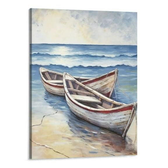 Shiartex  Canvas Wall Art Nautical Bathroom Pictures Sail Boat Decor Coastal Beach Painting Artwork for Bedroom Bathroom Decoration 16x20 Inch