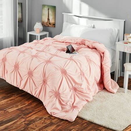 Mainstays Circle Ruched Solid Microfiber Comforter