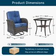 thumbnail image 7 of Unnifurnzi 6 Pieces Patio Bistro Set Outdoor Swivel Rocker Patio Chairs with Side Table Patio Furniture for Deck Porch Garden Balcony Poolside-Brown/Blue, 7 of 7