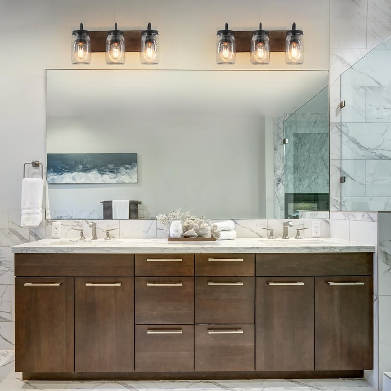 Farmhouse Bathroom Vanity Light – 3-Light Rustic Mason Jar Fixture, Industrial Style