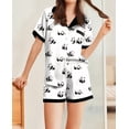 thumbnail image 3 of Ekouaer Womens Silk Satin Pajamas Set Animals Print Pjs Button Down Short Sleeve Lounge Set 2 Piece Sleepwear, 3 of 5