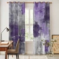 thumbnail image 4 of Purple Grey Kitchen Curtains 84 Inch Length, Modern Oil Painted Abstract Art Aesthetics Grommet Top Bedroom Living Room Curtains, Light Filtering Cafe Curtain Drapes 2 Panels Set 84''x84'', 4 of 9