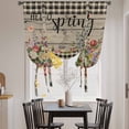 thumbnail image 3 of Spring Flowers Balloon Curtains for Windows, Bedroom Curtains 54 Inch Length, Farmhouse Vintage Black Plaid Wood Grain Tie Up Curtains Panels Thermal Insulated Bathroom Curtains Window 42"x54", 3 of 8
