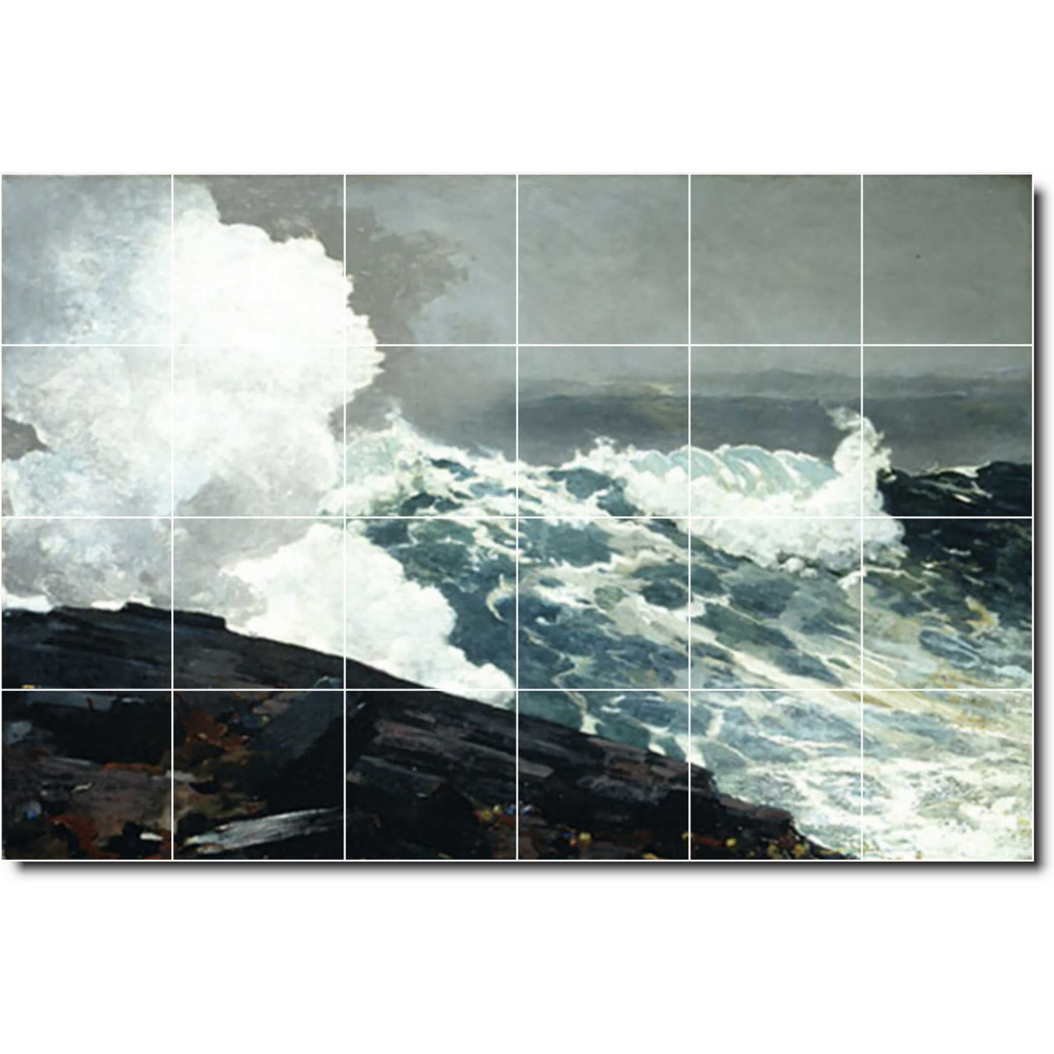 Ceramic Tile Mural Winslow Homer Waterfront Painting 459 72 W X 48 H Using 24 12 X 12 Ceramic Tiles Walmart Com