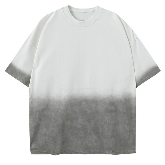 Besolor T-Shirt d'Été pour Hommes Dégradé Col Rond Manches Courtes Chemises Décontractées Amples Chandail Basique Hauts