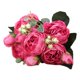 thumbnail image 2 of DIY falso Rosa 5 flores 4 capullos de seda novia ramo manualidades Rosa roja Zulema Flores De Escritorio En Casa, 2 of 8
