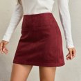thumbnail image 6 of IUYRTFE Women's Faux Suede Mini Skirt – High-Waist Zip-Up A-Line Short Skirt for Fall, Winter, and Casual Daily Wear, 6 of 7