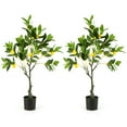 thumbnail image 1 of Costway 2 PCS 2.6 FT Tall Artificial Lemon Tree with Lemon Fruits, Cement Pot for Porch, Office, 1 of 10