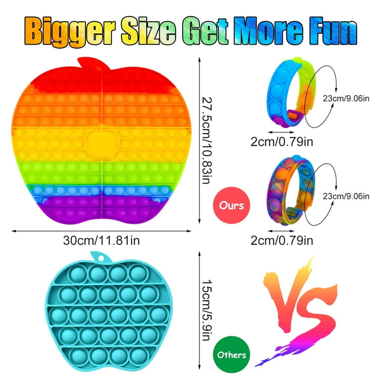 Big Size 30cm Round Rainbow Push Pop Fidget Toy