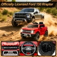 thumbnail image 3 of Ford Ride on Cars, 12V Ford F150 Raptor Powered Ride on Toys with Remote Control, Electric Car for Kids with Bluetooth/FM/Trunk, 4 Wheelers Truck for Toddlers Boys Girls Ages 3-6, Red, 3 of 9