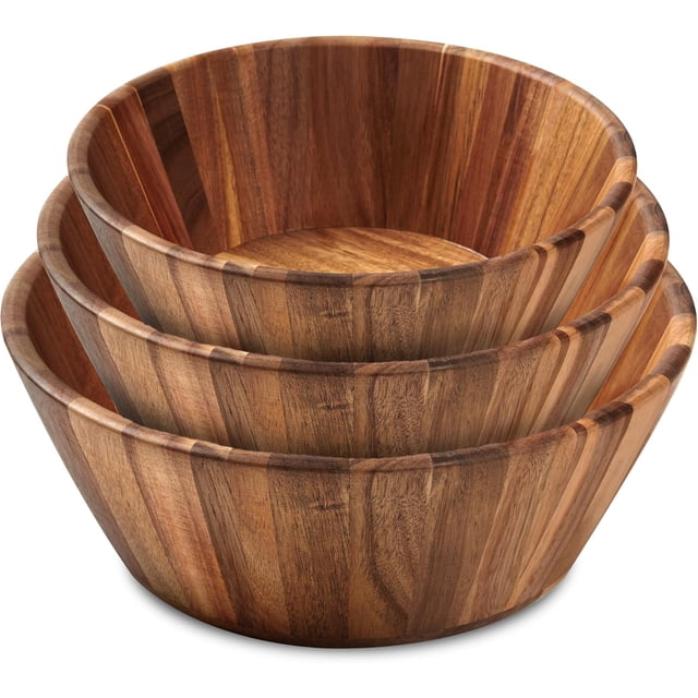 Juego de 3 ensaladeras de madera Woodenhouse, hecho a mano y duradero