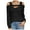 Black, variant on Women's Off Shoulder T-Shirt Hollow Out Round Neck Long Sleeve Casual Blouse Solid Color Fashion Top Comfortable Fit