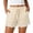 Khaki, variant on Women's Striped Lace Trim Shorts,Drawstring Waist Casual Summer Shorts with Pockets