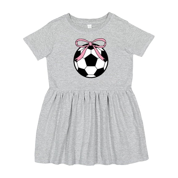 Inktastic Girls Soccer Ball Coquette Bow Girls Toddler Dress