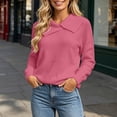 thumbnail image 2 of Yertdoel Women's Sweaters Solid Asymmetric Lapel Long Sleeve Knit Sweater Daily Stylish Casual Cozy Warm Pullover Tops, 2 of 6
