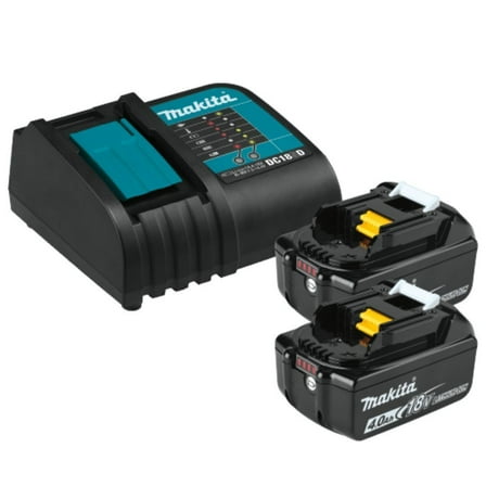 Makita BL1840BSC2 18V 4.0Ah LXT Lithium-Ion Battery and Charger Starter Pack with Integrated LED Battery Charge Level Indicator and STAR Protection Computer Controls