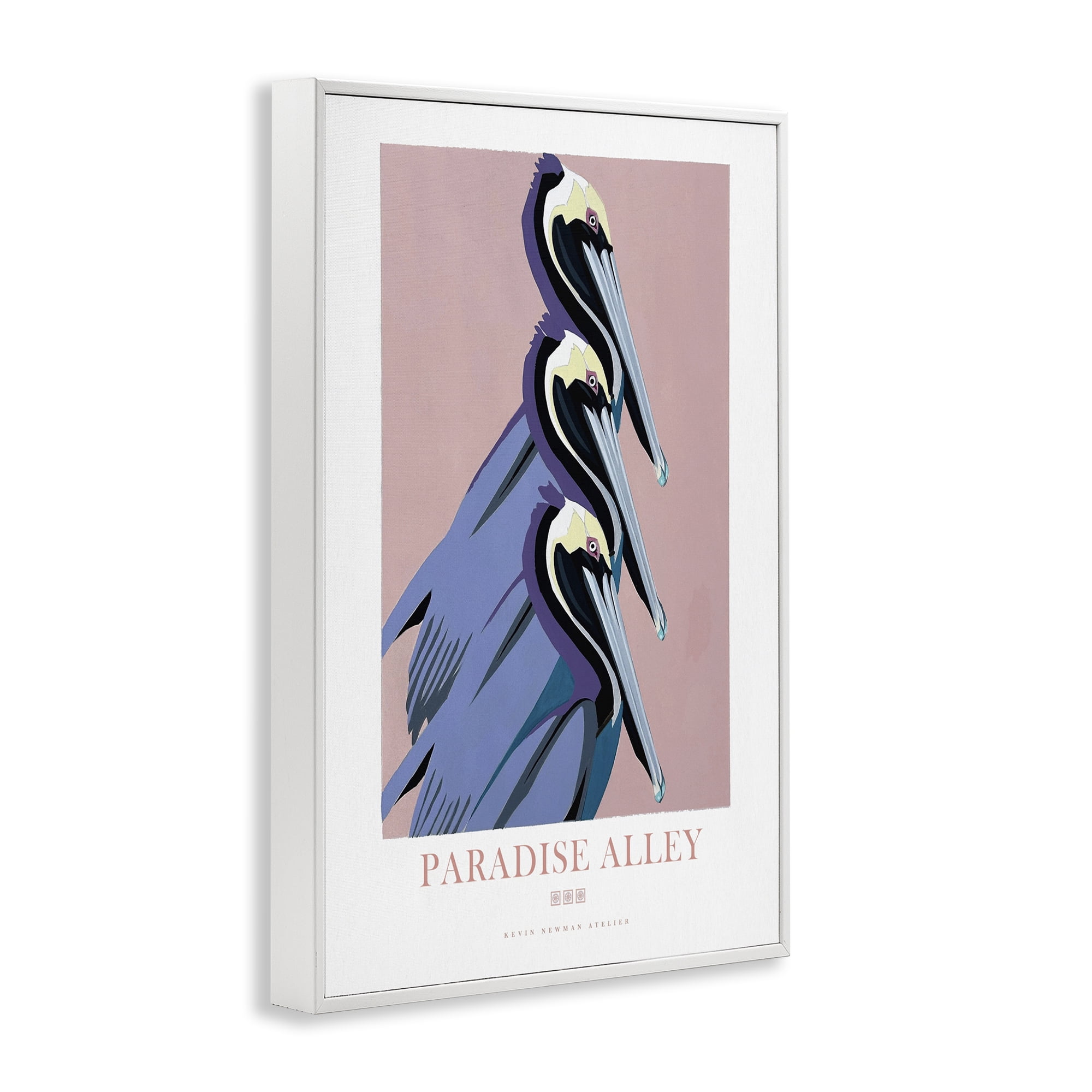 Stupell Industries Paradise Alley Pelican Trio White Framed Giclee Art, design by Jadei Graphics