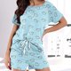thumbnail image 4 of Conjunto de Verano para las Mujeres Impresión Casual Botón de Manga Corta Ropa de Noche Pantalones Cortos Ropa de Dormir, Conjunto de Ropa para las Mujeres, 4 of 7