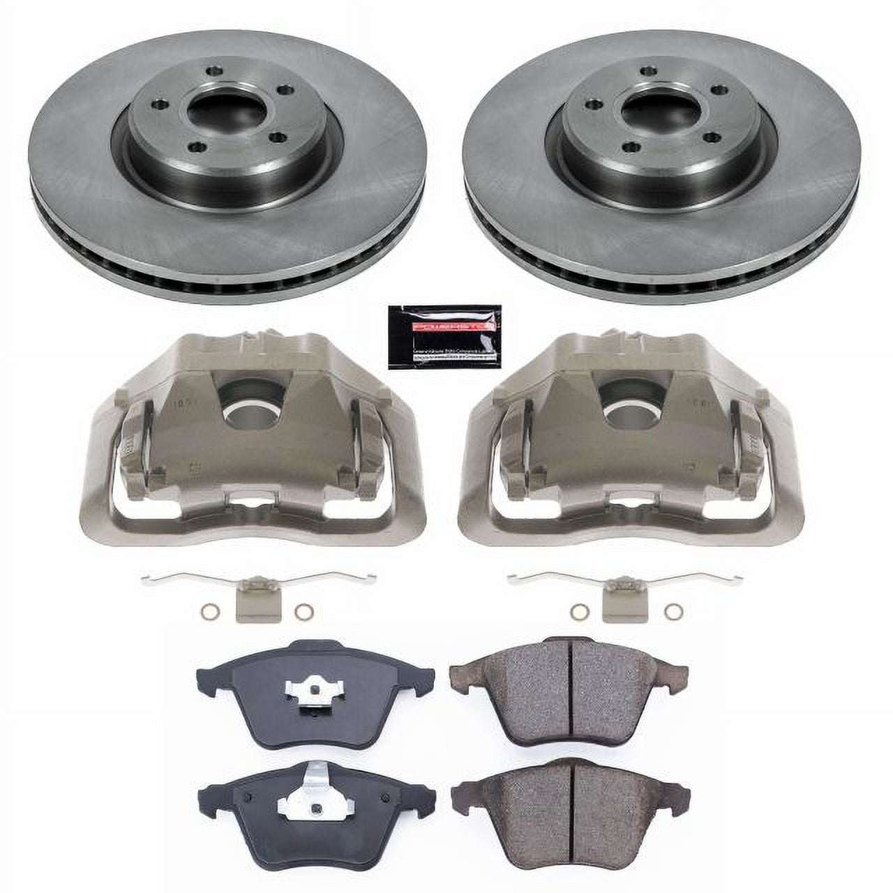 PowerStop Front Stock Replacement Brake Pad and Rotor Kit with Calipers Fits: VOLVO Select Models KCOE5430