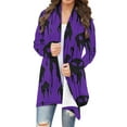 thumbnail image 2 of Uaswgudfs ​Women's Cardigan Autumn Themed Trench Coat - Black Cat Bats Pumpkin Print Open Front Relaxed Fit Seasonal Celebration​, 2 of 7