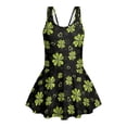 thumbnail image 3 of Xoenoiee Shamrock Heart Print Girls One Piece Sleeveless Swimsuit with Skirt St. Patrick's Day Tropical Kids Ruched Bathing Suit Quick Dry Swimwear Swim Dress, Size 8-9 Years, 3 of 7