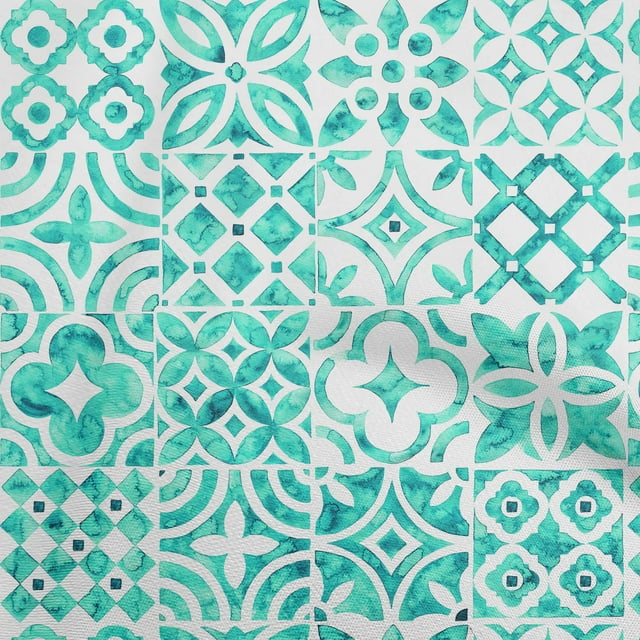 oneOone Velvet Turquoise Green Fabric Floral Sewing Material Print Fabric By The Yard 58 Inch Wide