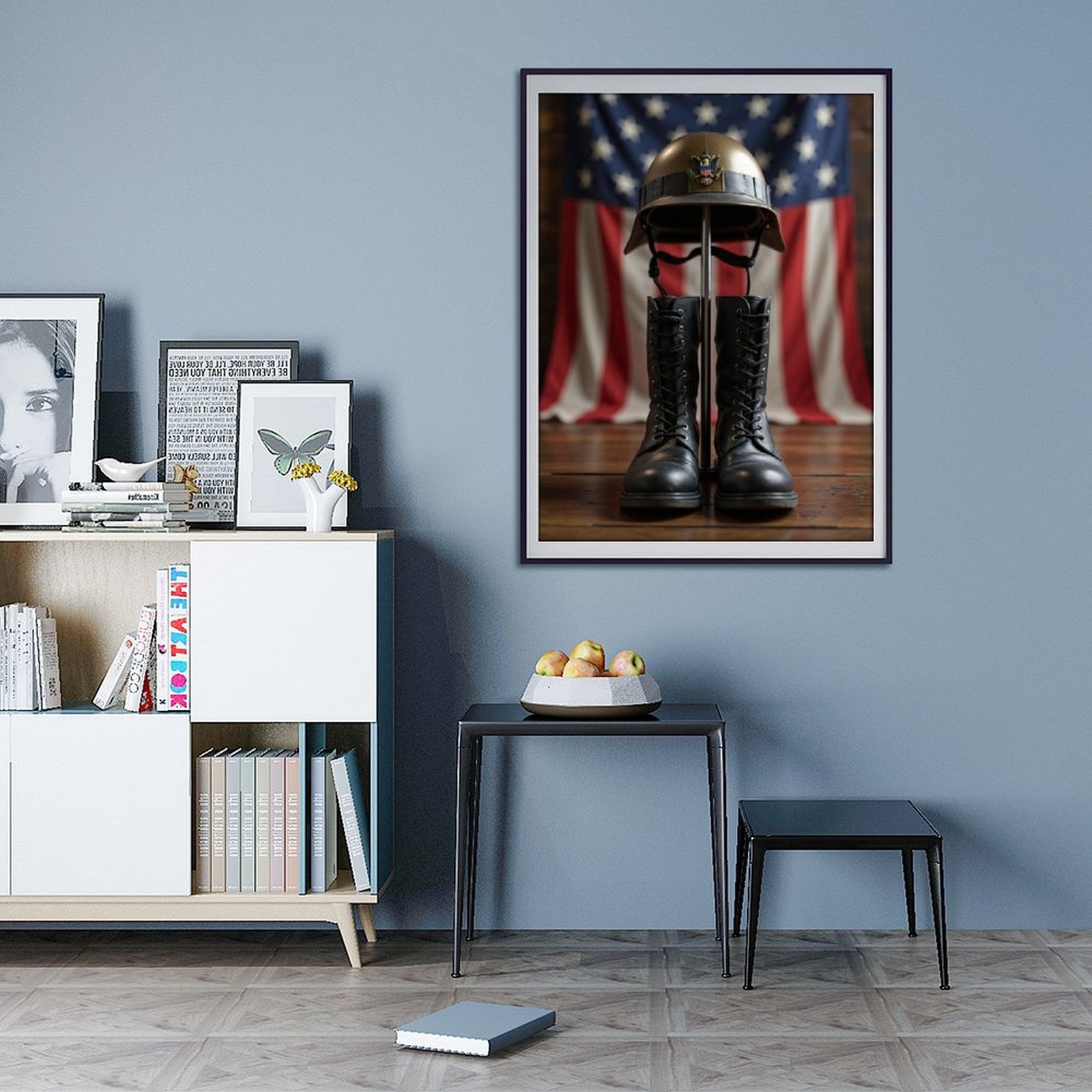 Diamond Art Kits for Adults - 5d Military Boots Helmet Flag Display Diamond Painting for Adults, Diamond Art for Adults Beginners, Diamond Painting Kits for Adults for Home Wall Decor