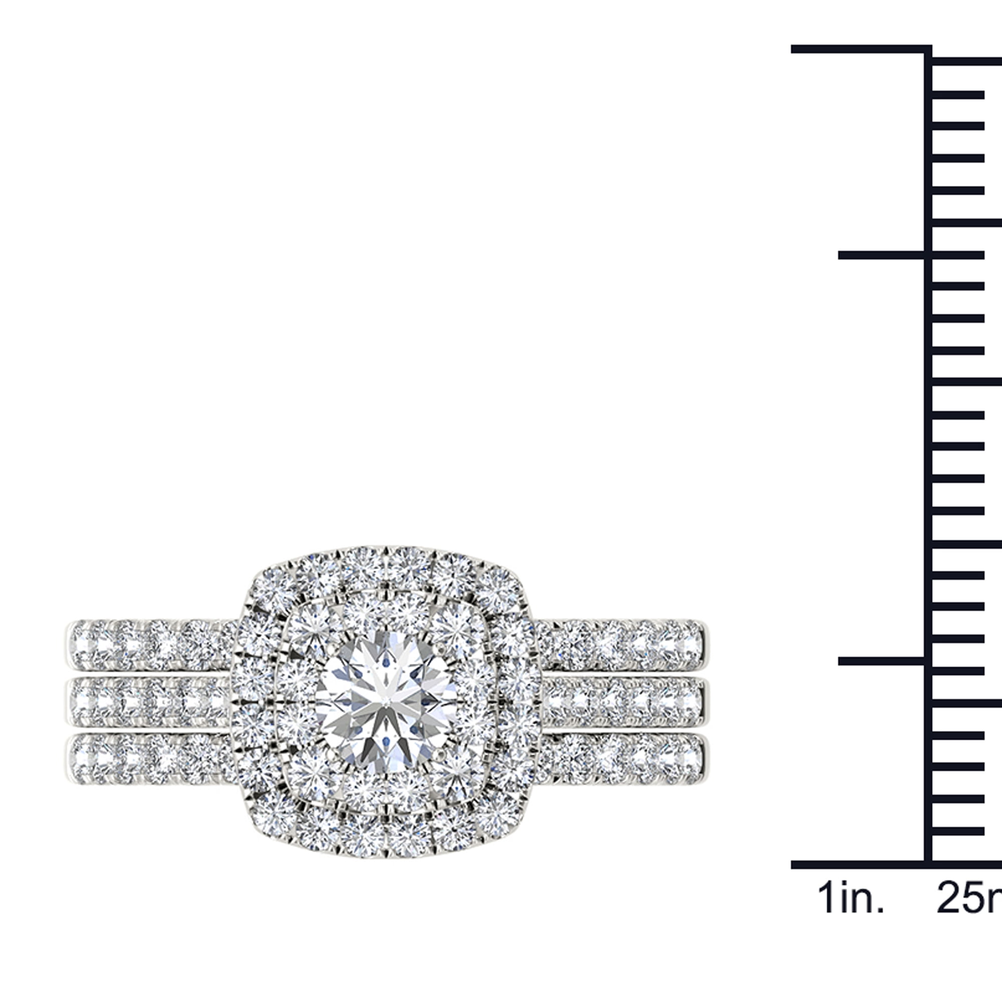 1-1/2 Carat T.W. Diamond 10kt White Gold Double Halo Engagement Ring Set