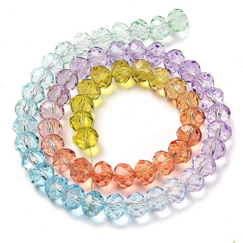 20 Strand Transparent Painted Glass Beads Strands Faceted Rondelle Colorful 6x5mm Hole: 1mm about 80~85pcs/strand 38~40cmDIY