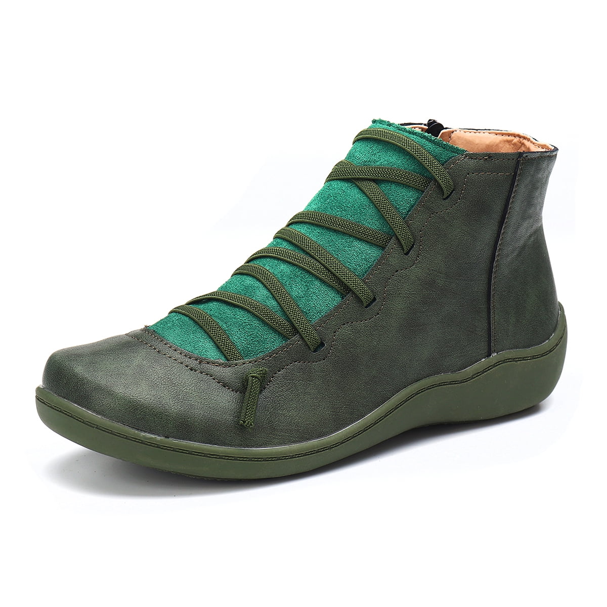 WILLWINCHAN - Women's Arch Support Side Zip Wedge Heel Ankle Boots Female Shoes - Walmart.com