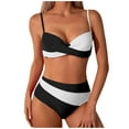 thumbnail image 1 of TSADFHJI Womens Swimsuits Tankini Top Ladies' Fashionable Padded Underwire Cup Bikini Set with Detachable Padding S Black, 1 of 5