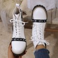 thumbnail image 4 of Willtoo Womens Wedge Platform Boots with Chunky High Platform Heel Lace Up Punk Goth Mid Calf Combat Boots for Autumn Winter, 4 of 5
