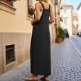 thumbnail image 4 of vigerkar Overall Dress for Women Summer Long Jumper Dress Adjustable Strap A Line Pinafore Maxi Dresses with Pockets (Black, L), 4 of 5