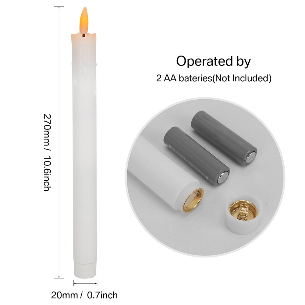Flickering Ivory Flameless LED Battery Operated 6 Pack ,Taper Plastic Candles 3D Wick Lights Dropping Tear with Remote Control with Timer for Home Decor ,Halloween ,Christmas ,Wedding ,Banquet