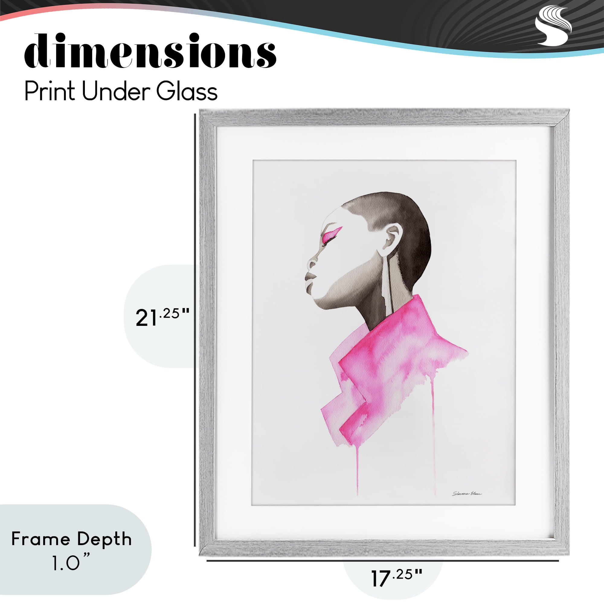 Stupell Industries Pink Jacket Elegance Portrait Gray Framed Print Under Glass, design by Simone Elum