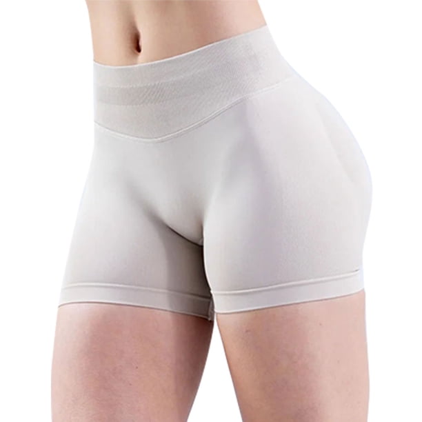 Molcañas Levantamiento Tope Yoga Pantalones Cortos Motos para Mujer Cintura Alta (gris L)