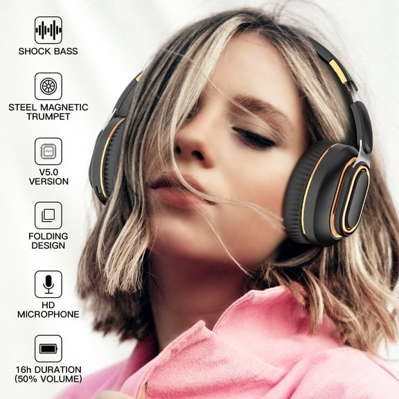 Back to School Gifts under $5 Active Noise Cancelling Bluetooth Headset Wireless Folding Bass Type-c Gaming Sports Headset on Clearance