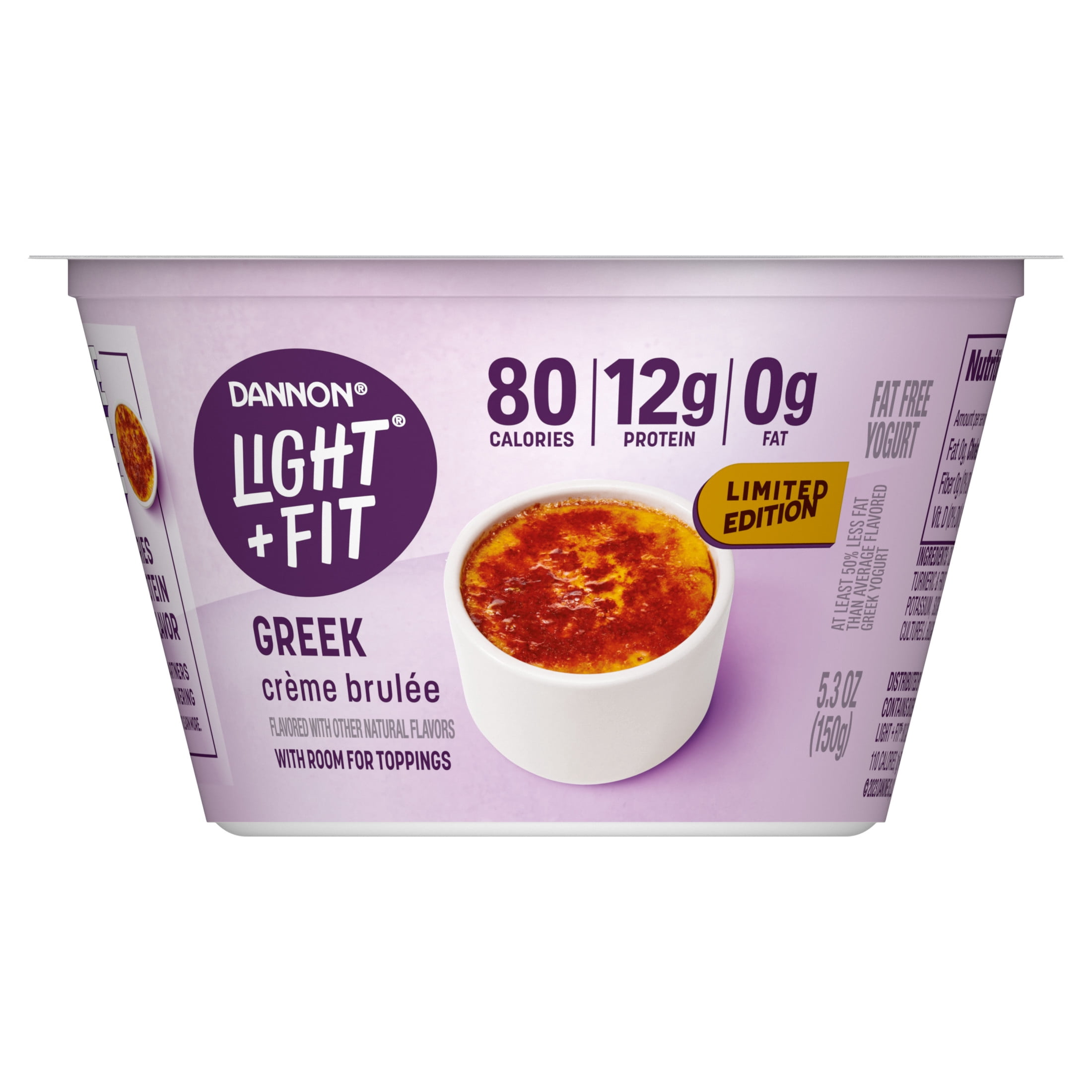 Light + Fit Creme Brulee Greek Fat Free Yogurt Cup, 5.3 oz