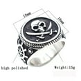 thumbnail image 2 of K-KED Gothic Mens Stainless Steel Gold Biker Pirate Skull Ring Size 6-15-13-Silver, 2 of 6
