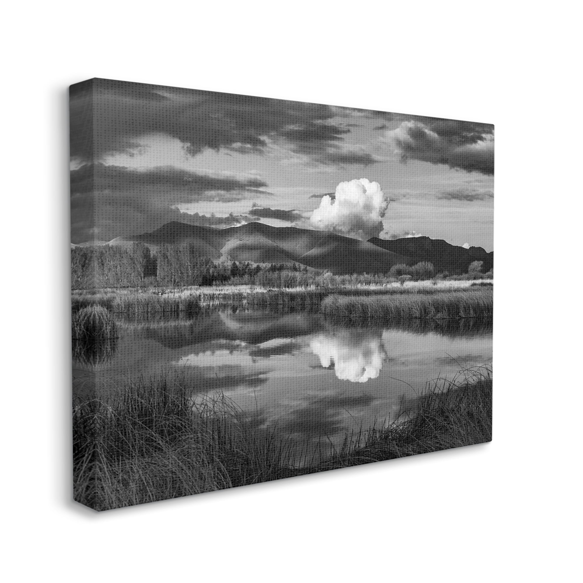 Stupell Industries Puffy Cloud Over Mountain Grassy Marsh Landscape Photograph Gallery Wrapped Canvas Print Wall Art, Design by Steve Smith
