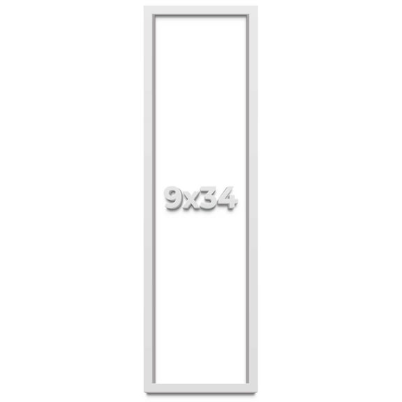 9x34 Shadow Box Frame White | 1 Inches Deep Real Wood Contemporary Shadowbox Display Frame | UV