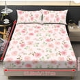thumbnail image 7 of SEANATIVE Twin Size Sheets 3 Piece Set, 1 Fitted Mattress Cover and 2 Pillowcases Elastic Fitted Sheet Set Soft Bed Protector Indoor Dorm Room Decor, Rose Flower Pink, 7 of 7