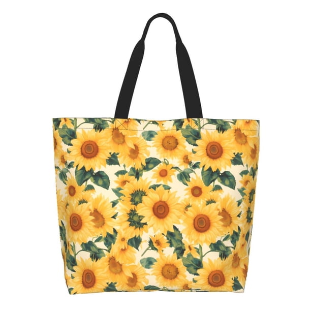 Easygdp Green Leaf Sunflower Bolsas Tote para Mujer, Bolsos de Hombro para Viaje, Bolsos de Mano de Gran Capacidad para Compras y Trabajo