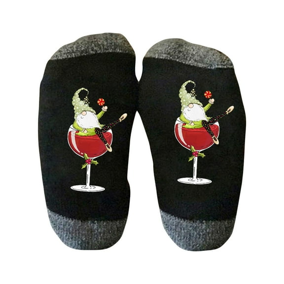 Tao Christmas Socks For Women Men Fancy Design Cute Snowman Red Wine Glass Patterned Socks Winter Warm Cotton Crew Socks RedFree Size