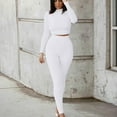 thumbnail image 2 of UPPADA Womens 2 Piece Sets Dressy Lounge Sets Two Piece Summer Casual Jogger Workout Outfits Long Sleeve Tops Long Pant Sweat Suit Leggings Set White,L, 2 of 6